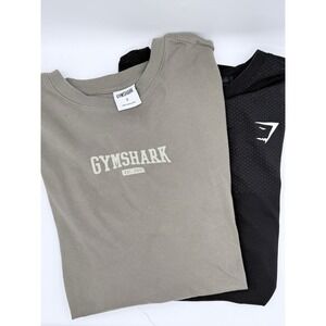 Lot of 2 Gymshark Mens Small Shirts 1-longsleeve Crewneck Olive 1-vital Seamless